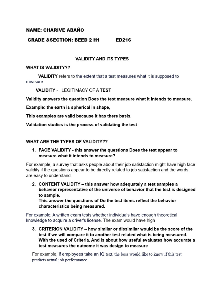 Ed 216 Notes Pdf Educational Assessment Validity Statistics