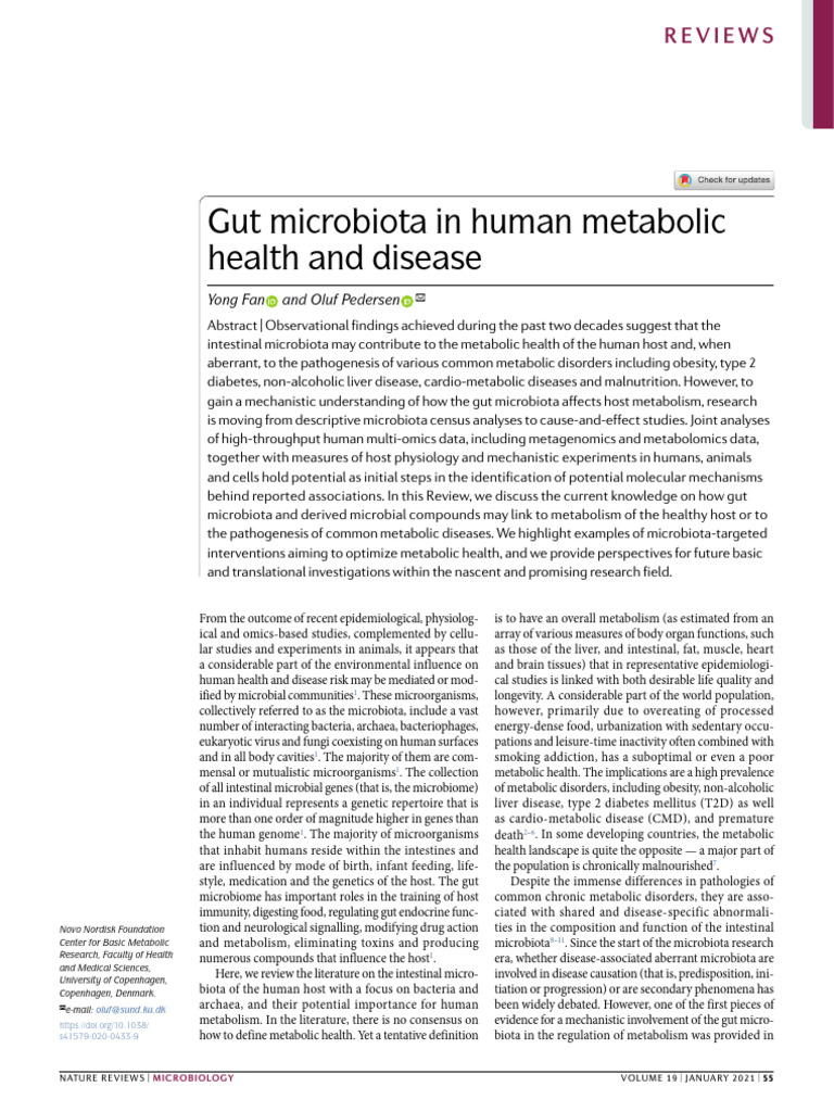 Gut Microbiota and Metabolic Health | PDF | Microbiota | Metabolomics