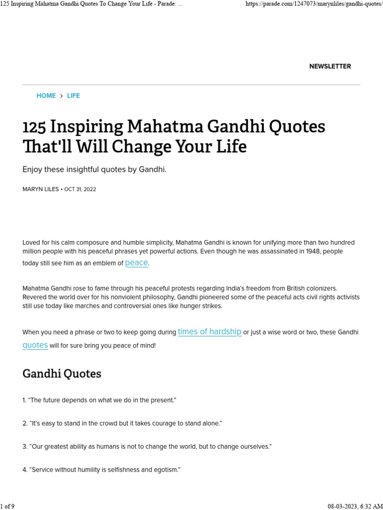 125 Inspiring Mahatma Gandhi Quotes To Change Your Life Parade