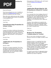 Sample Letter Requesting Promotion