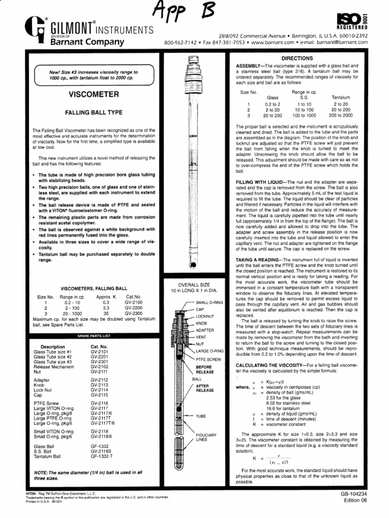 Falling Ball Viscometer Assembly Guide | PDF | Manufactured Goods ...