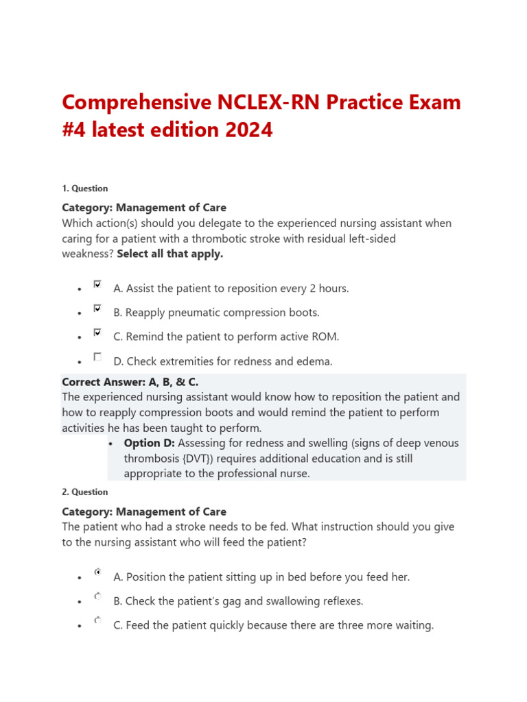 Comprehensive Nclex Rn Practice Exam 4 Pdf Lung Respiratory Diseases