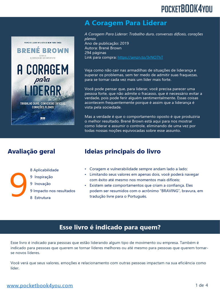 A Coragem Para Liderar: Resumo e Insights | PDF | Liderança | Inovação