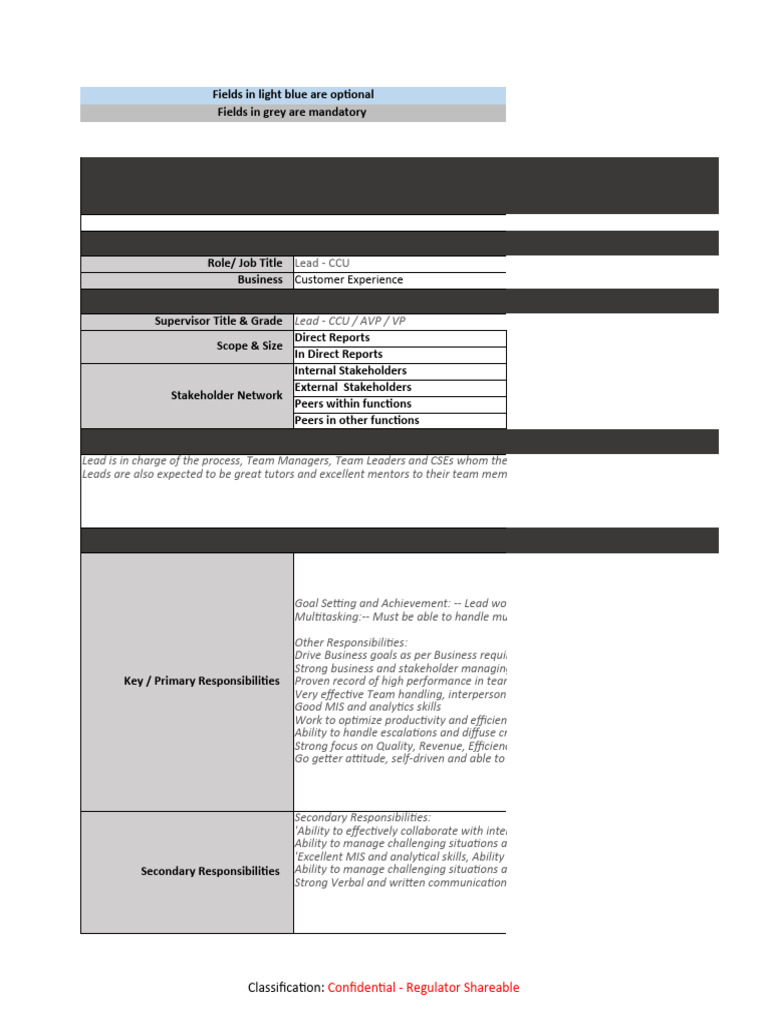 JD Format-Lead CCU | PDF | Leadership | Skill