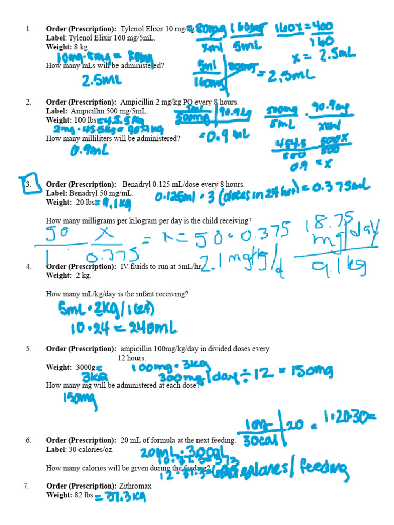 Pediatric Medication Dosage Calculations | PDF