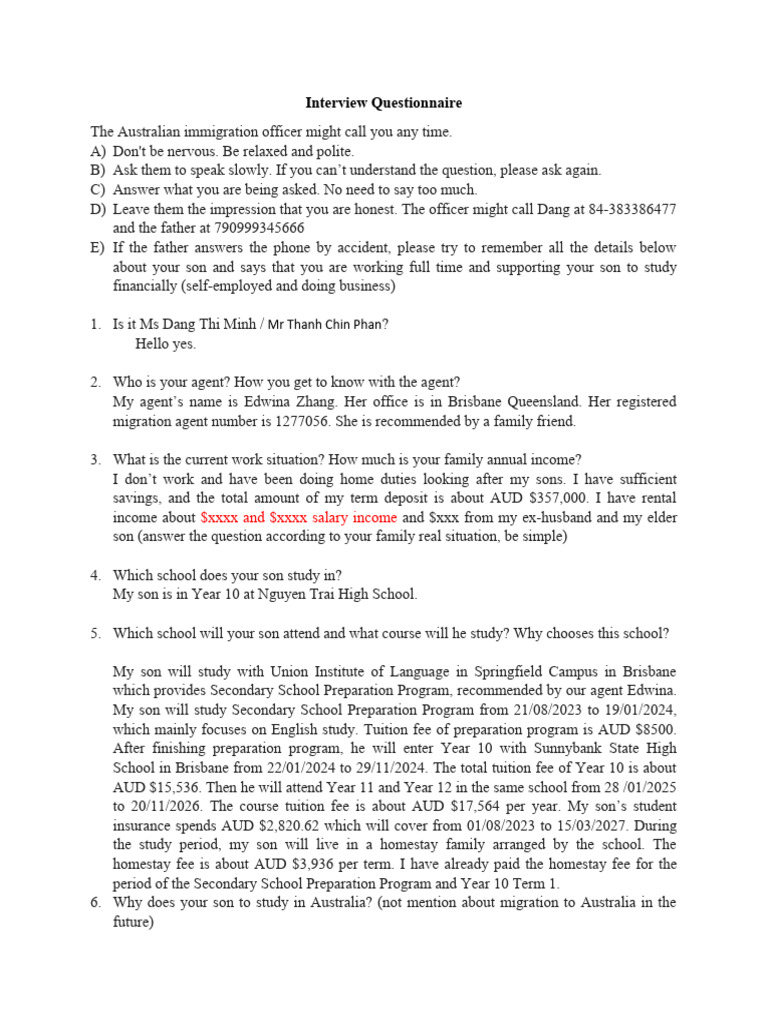 Australian Student Visa Interview Tips | PDF | Vietnam