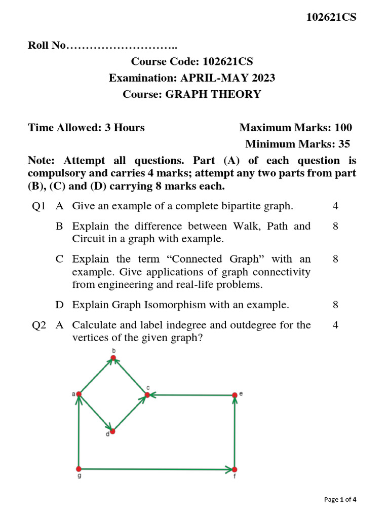 Page 1 of 4 | PDF | Graph Theory | Vertex (Graph Theory)