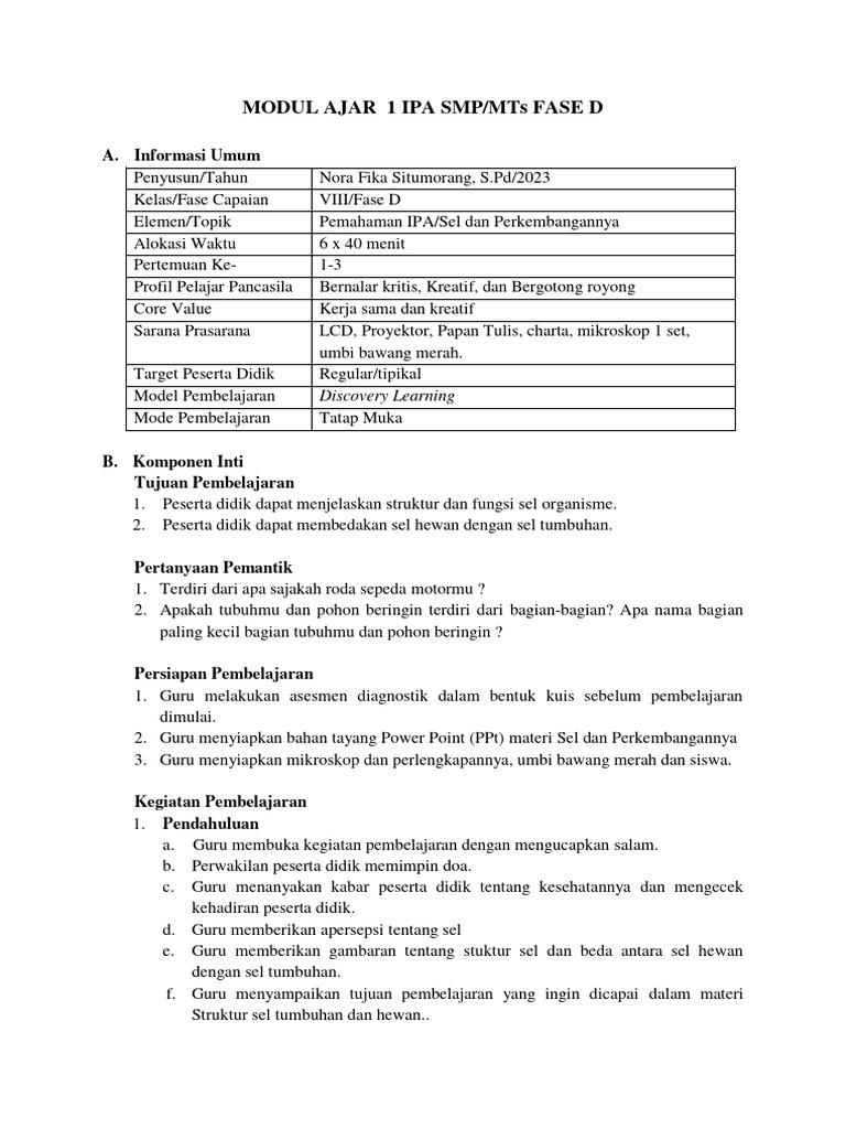 MA IPA Jilid 2 - Bab 1 - Sel Dan Perkembangannya | PDF