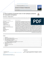 A Critical Evaluation of Potential Routes of Solar Hydrogen Production For Sustainable Development