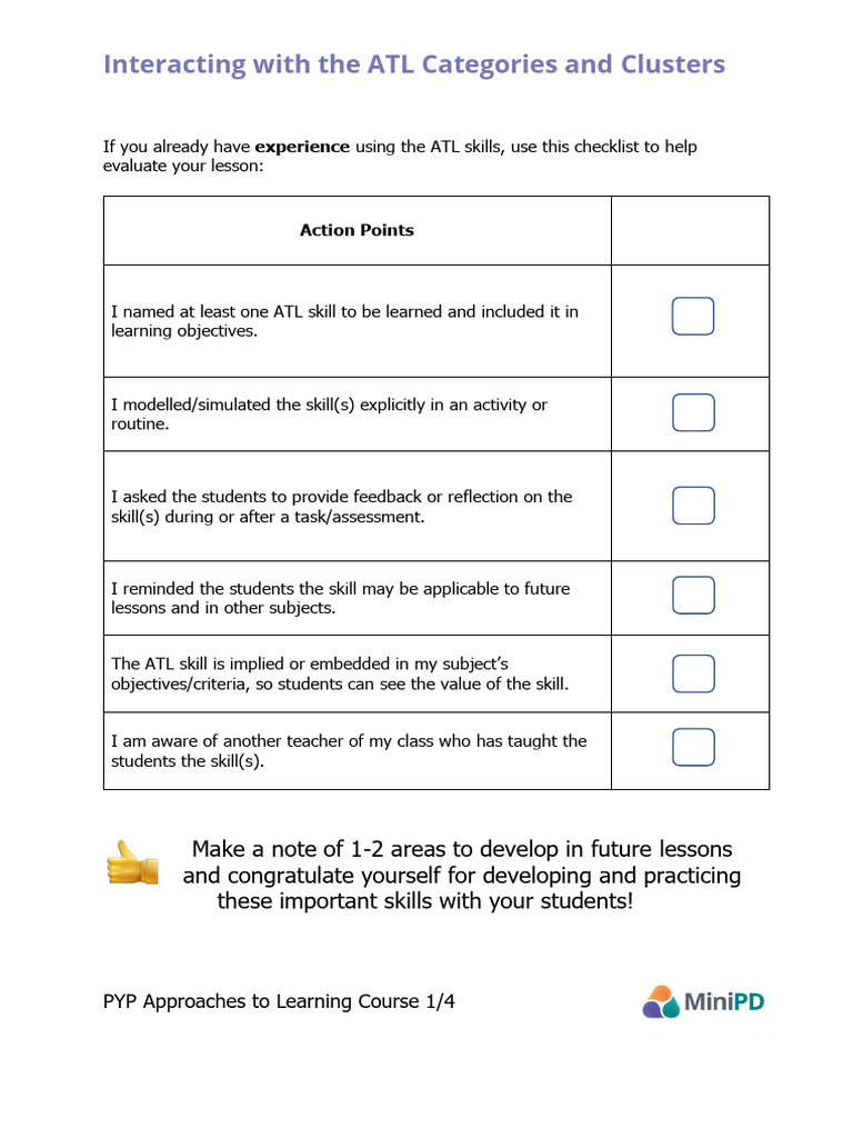 Evaluating ATL Skills in Lessons | PDF