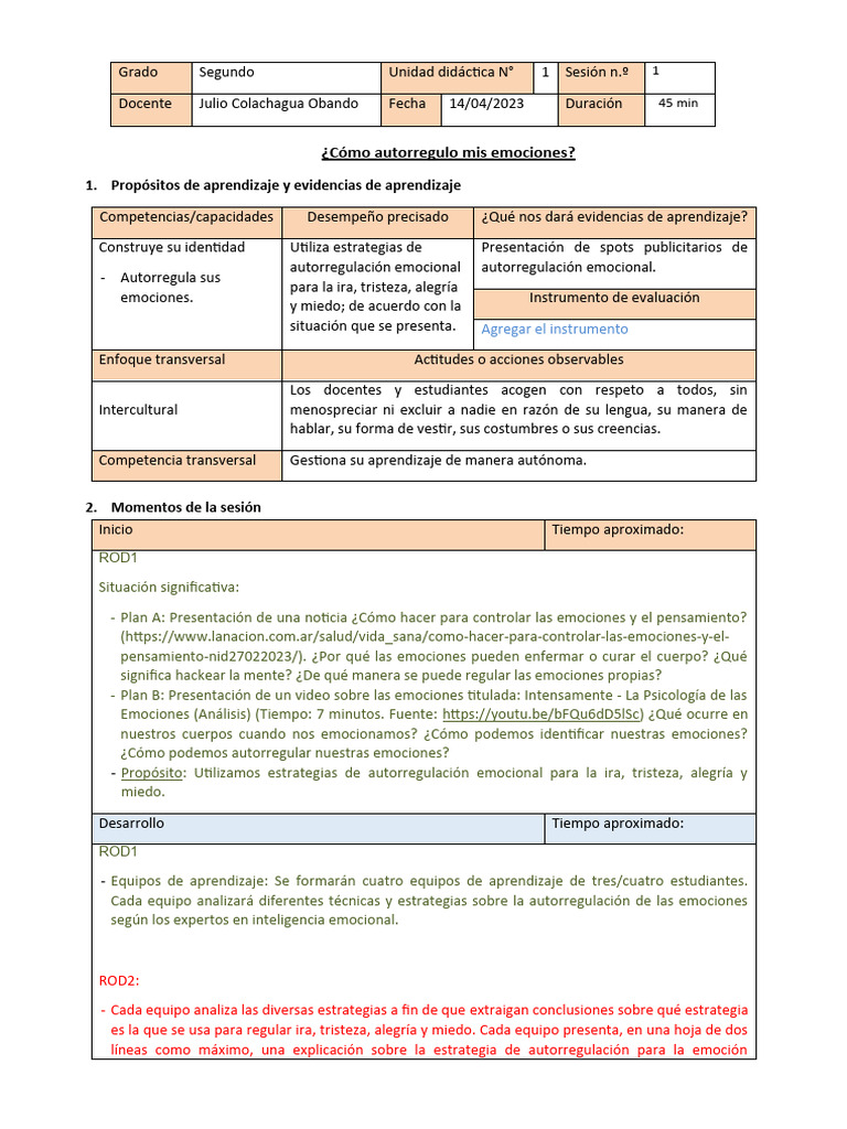 Estrategias de Autorregulación Emocional | PDF | Las emociones ...