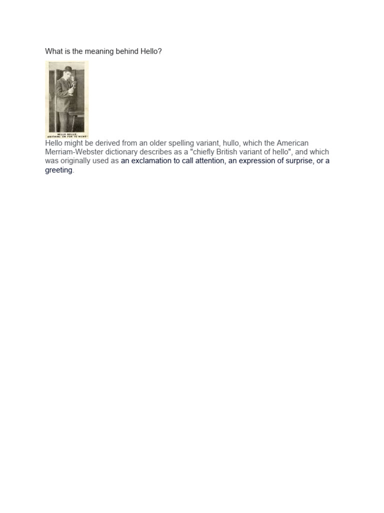 What is the meaning behind hello pdf