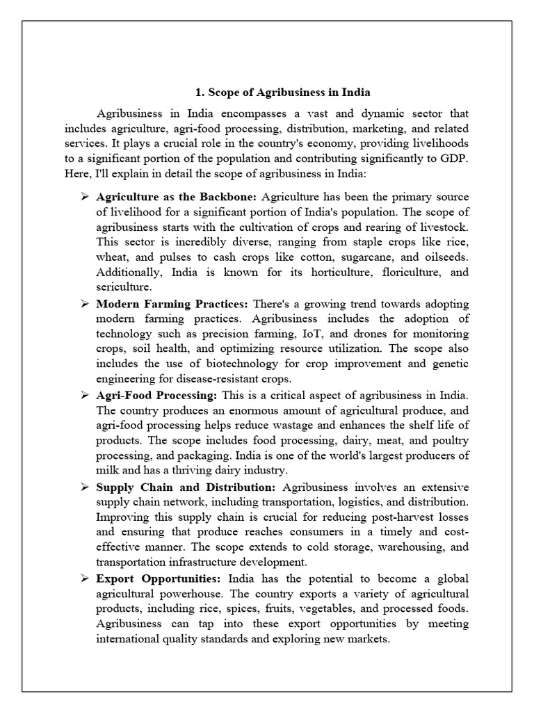 Scope of Agribusiness in India 1 | PDF | Limited Liability Company ...