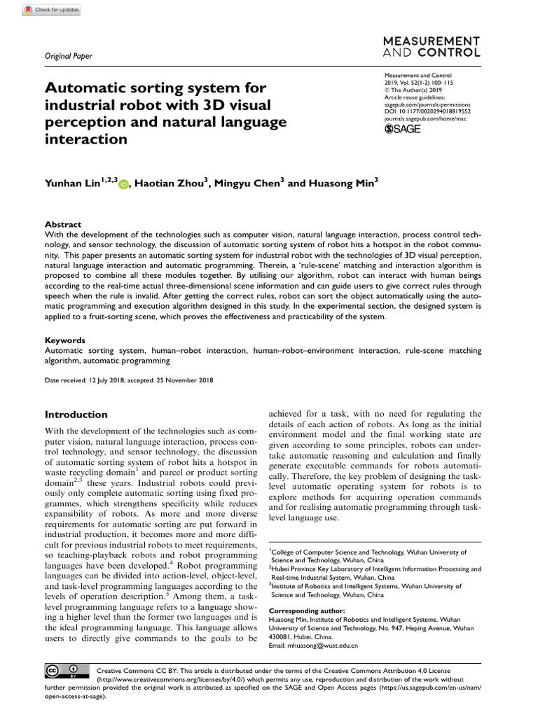 Lin et al 2019 automatic sorting system for industrial robot with 3d