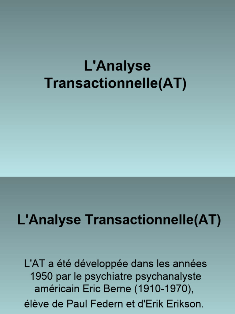 Introduction à l'Analyse Transactionnelle | PDF