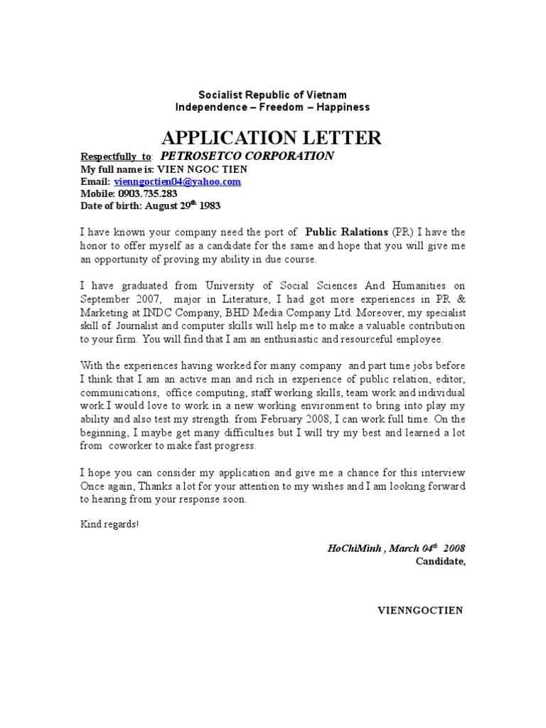 Application Letter | PDF | Career & Growth