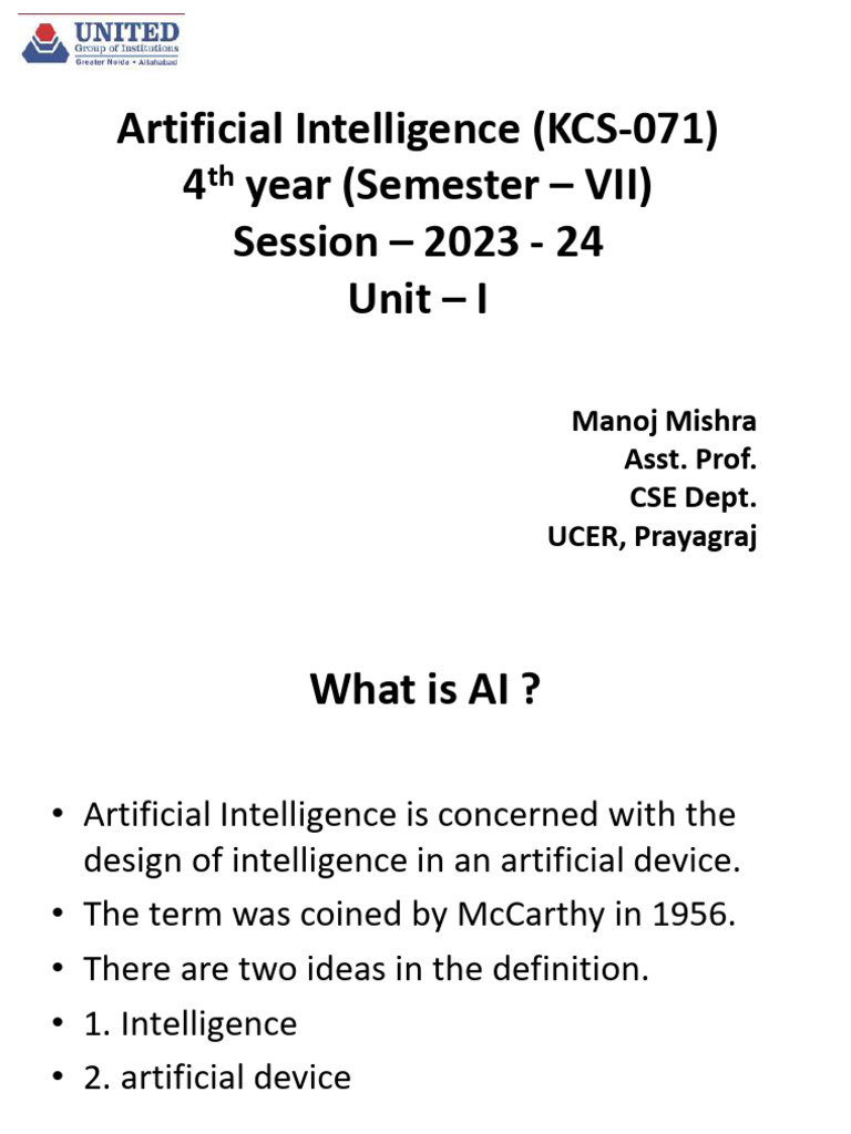 Ai Notes Unit (I-Iii) | PDF | Artificial Intelligence | Intelligence ...