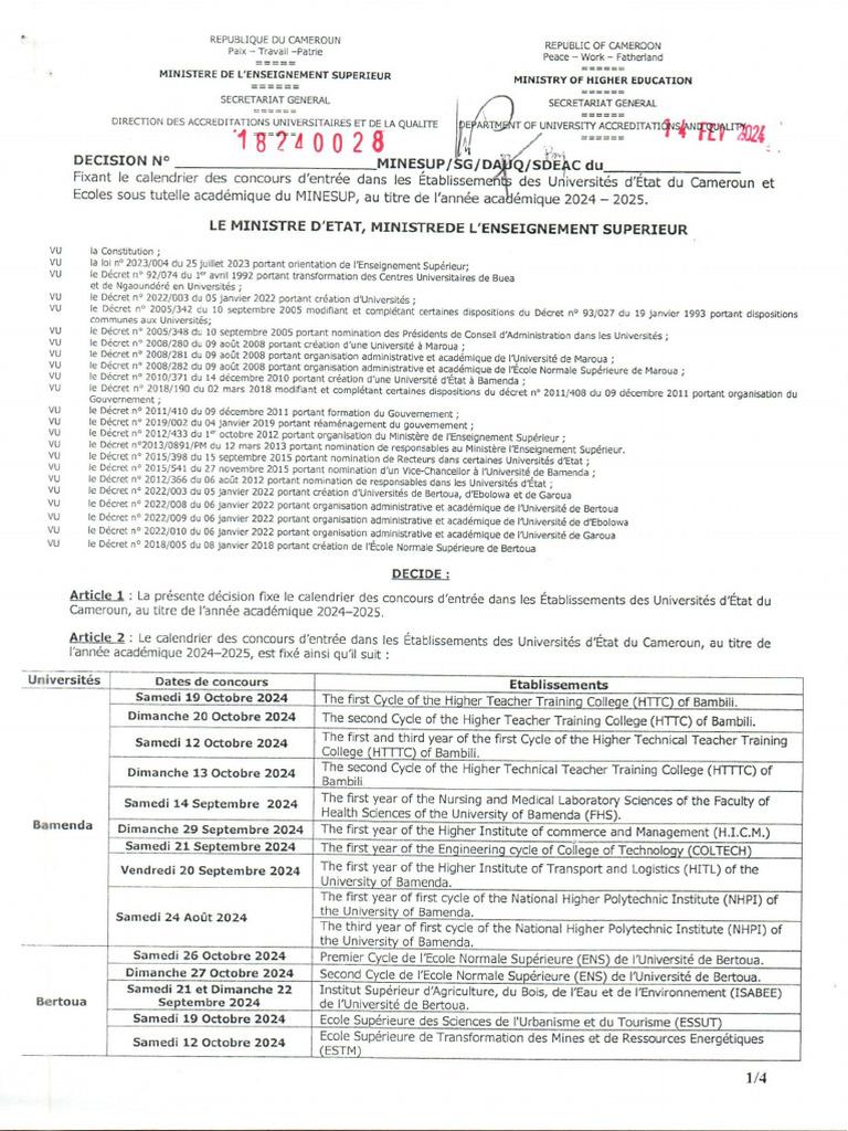 Calendrier Concours 20242025 PDF