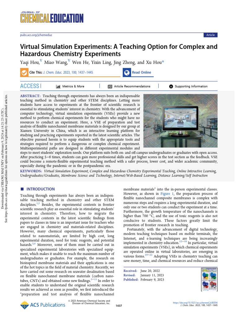 Virtual Simulations in Chemistry Teaching | PDF | Experiment | Simulation