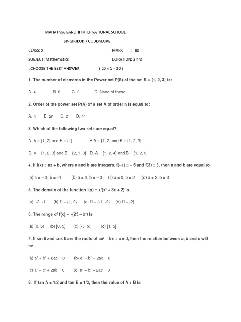 Exercise 13.1 Maths Class 11