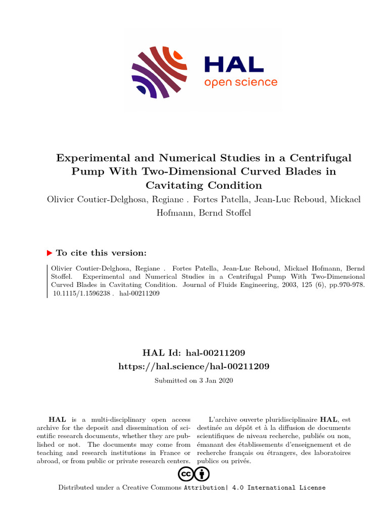 Experimental and Numerical Studies in A Centrifugal Pump | PDF | Pump ...