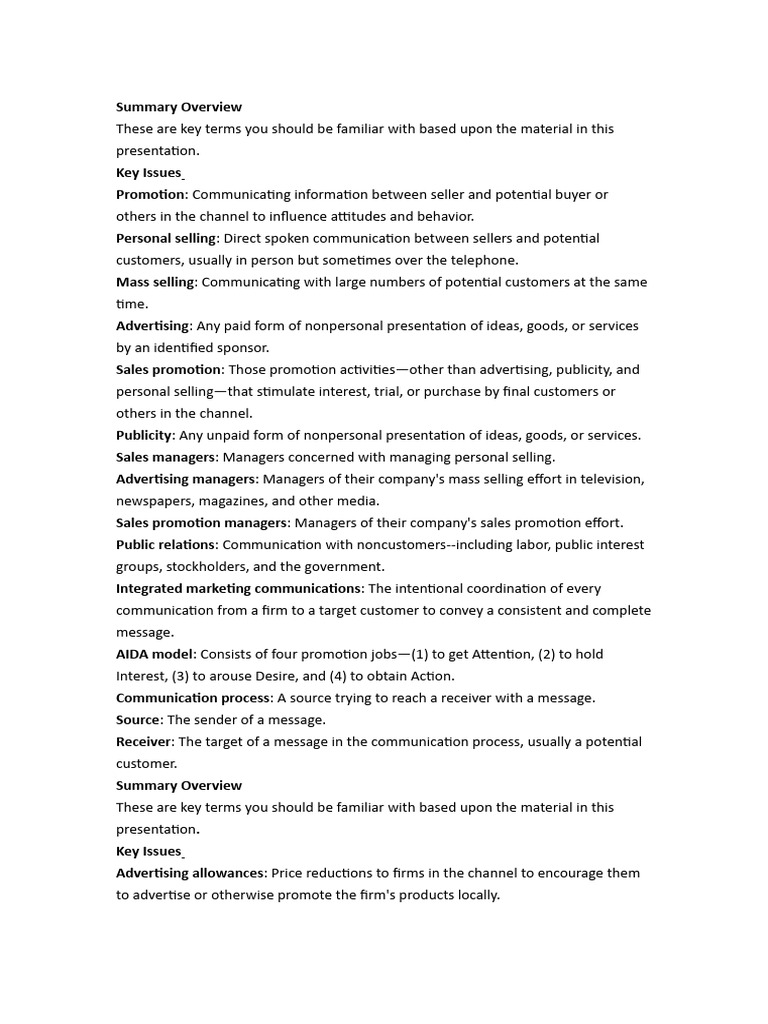 OVERVIEW OR SUMMARY intelligence overview