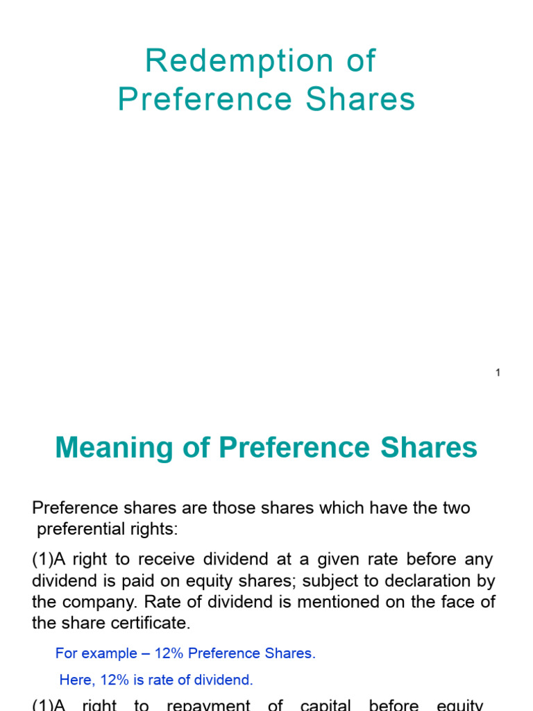 Understanding Preference Shares Redemption | PDF | Preferred Stock ...