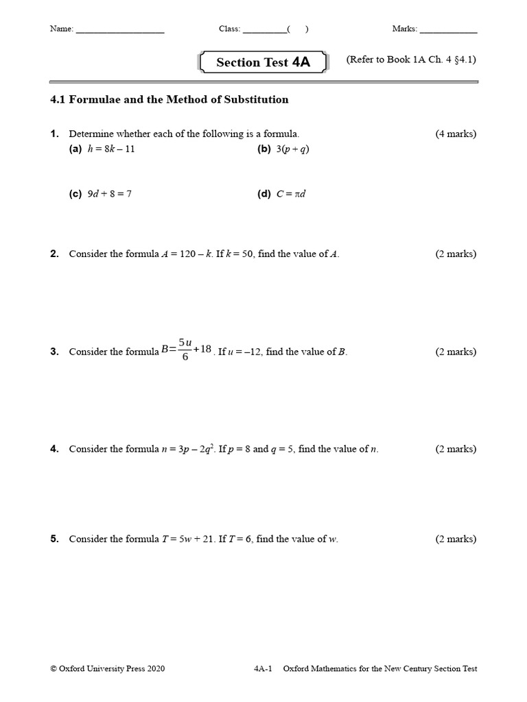 OJM SectionTest 1A04 4a e | PDF