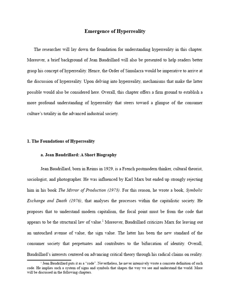 Understanding Hyperreality by Baudrillard | PDF