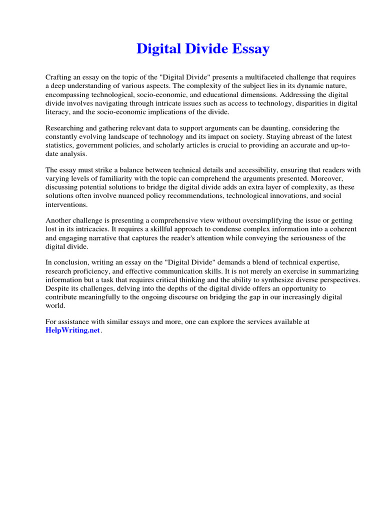 Digital Divide Essay PDF Blood Type Risk