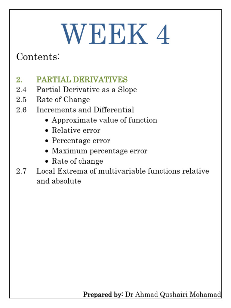 Lecture Note - Week 4 Ssce 1993 | PDF | Derivative | Slope