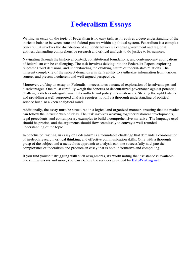 Federalism essays pdf twelve step program critical thinking