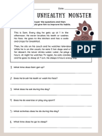 The Unhealthy Monster Reading Comprehension Worksheet in Brown Simple Style