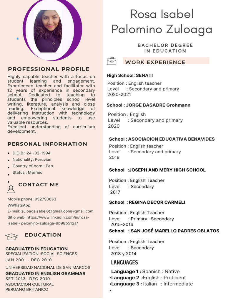Rosa Isabel Palomino Zuloaga CV | PDF | Learning | Behavior Modification