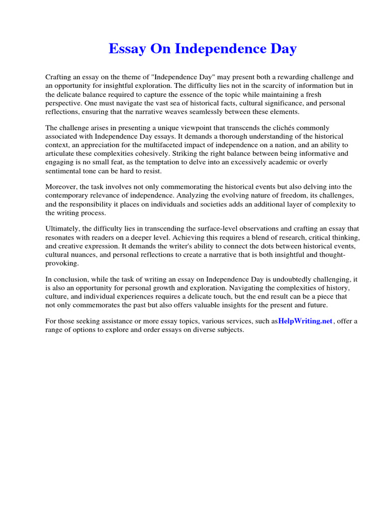 essay on independence day movie