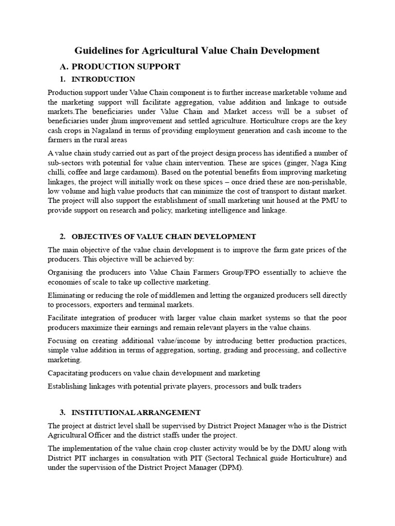 Guidelines For Agricultural Value Chain Development | PDF | Market ...