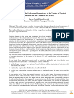 The Structure of The Professional Competence of The Teacher of Physical Education and The Content of His Activity