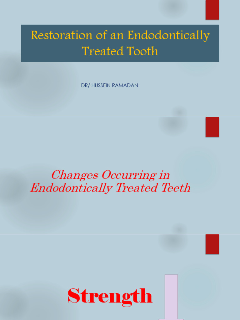 Restoring Endodontically Treated Teeth | PDF | Tooth | Dentistry
