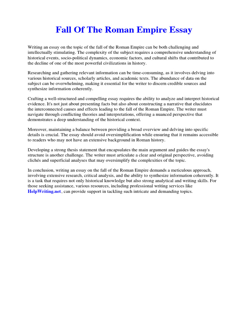 Fall Of The Roman Empire Essay Pdf Teachers Sexual Addiction