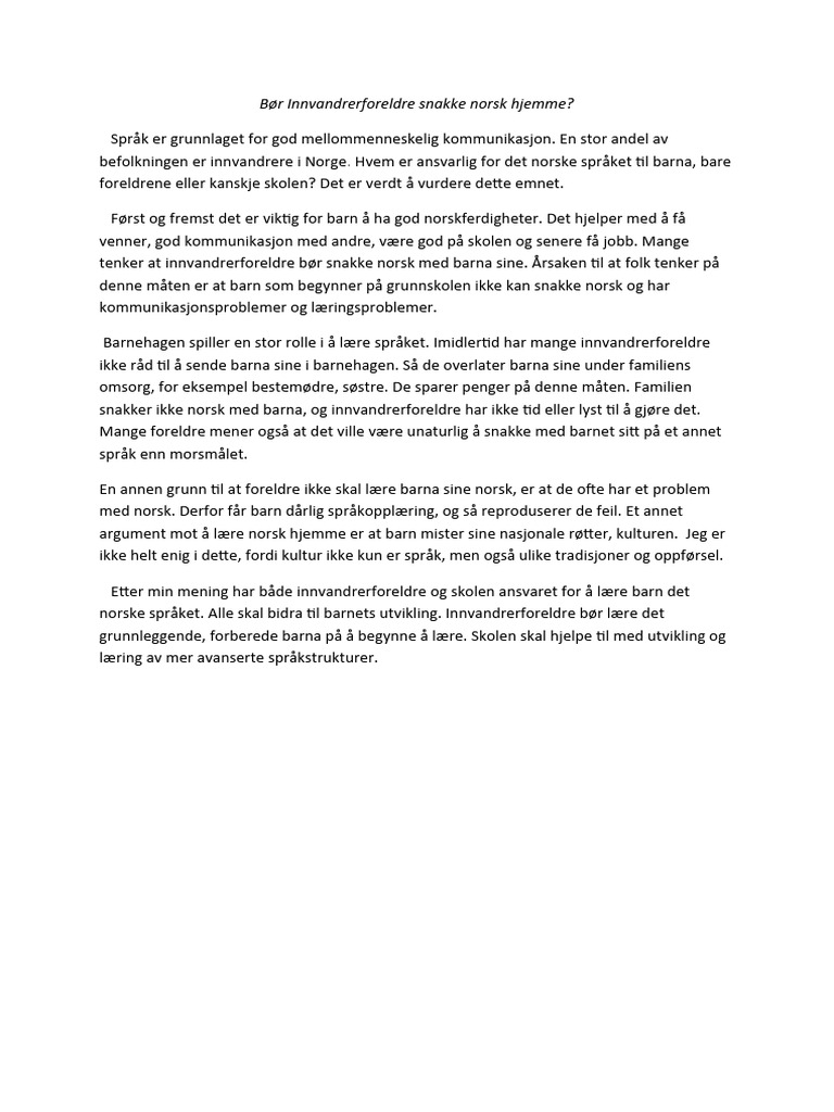 Norsk hjemme innvandrer | PDF