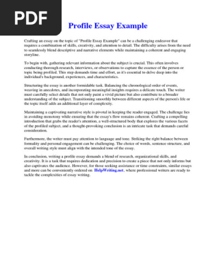 Profile Essay Example