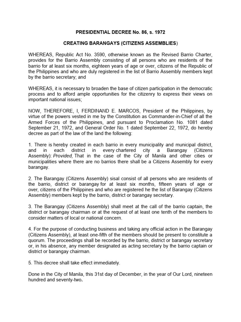 Presidential decree no 86 s 1972 pdf