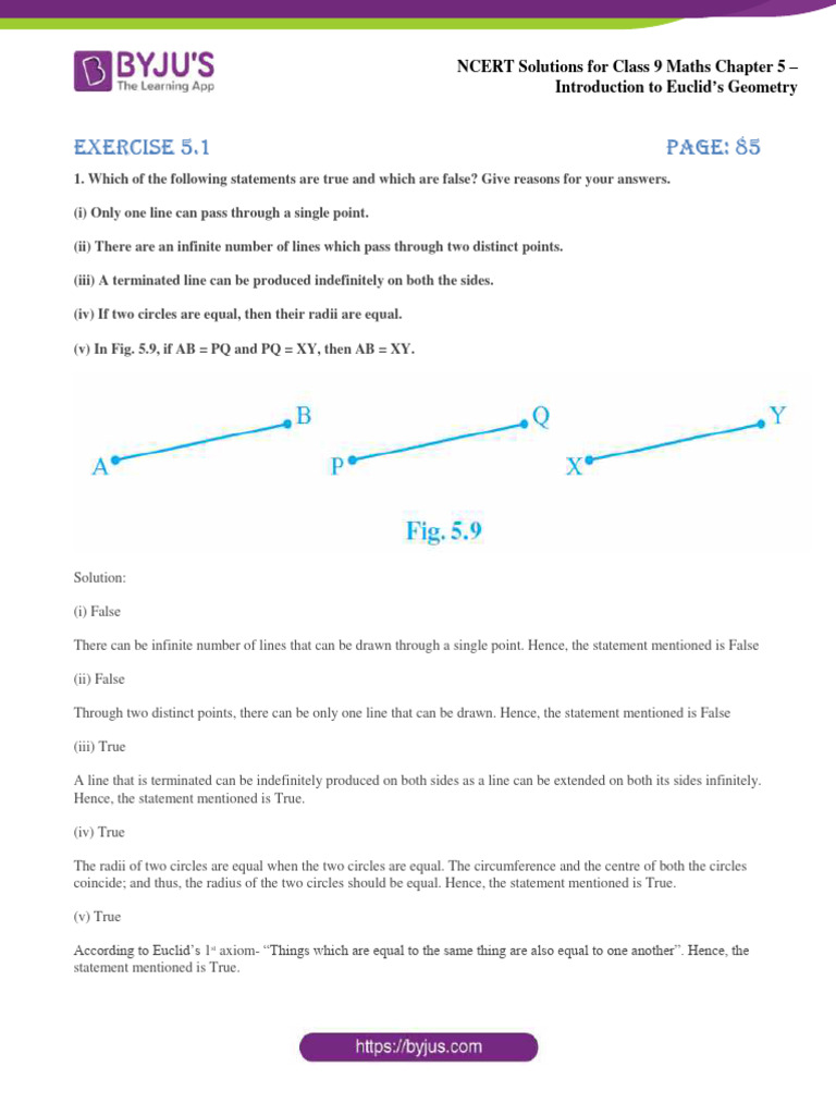 Ncert solutions for class 9 maths chapter 5 introduction to euclids