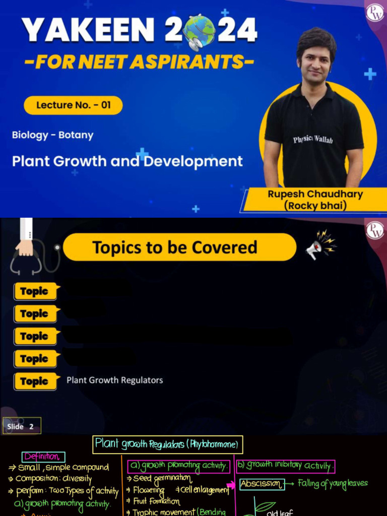 Plant Growth and Development 01 - Classnotes - Yakeen NEET 2024 | PDF