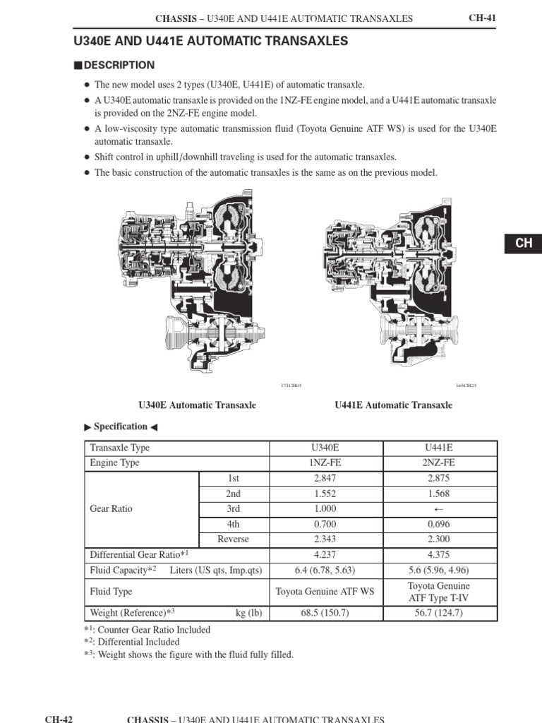U340 441e Description Pdf Automatic Transmission Transmission Mechanics