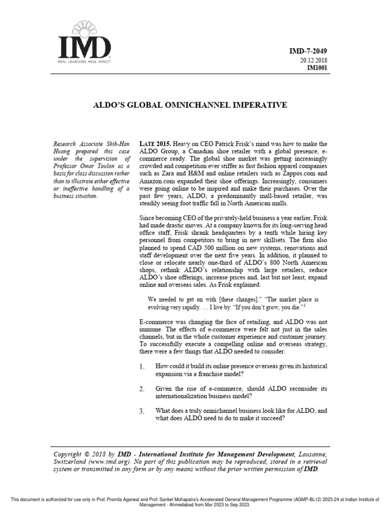 Aldos global omnichannel imperative pdf franchising e commerce