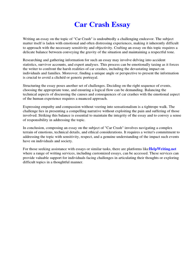 Car Crash Essay PDF