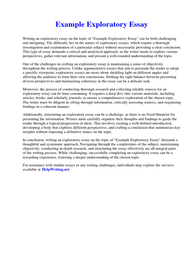 Example Exploratory Essay | PDF | Pope | Essays