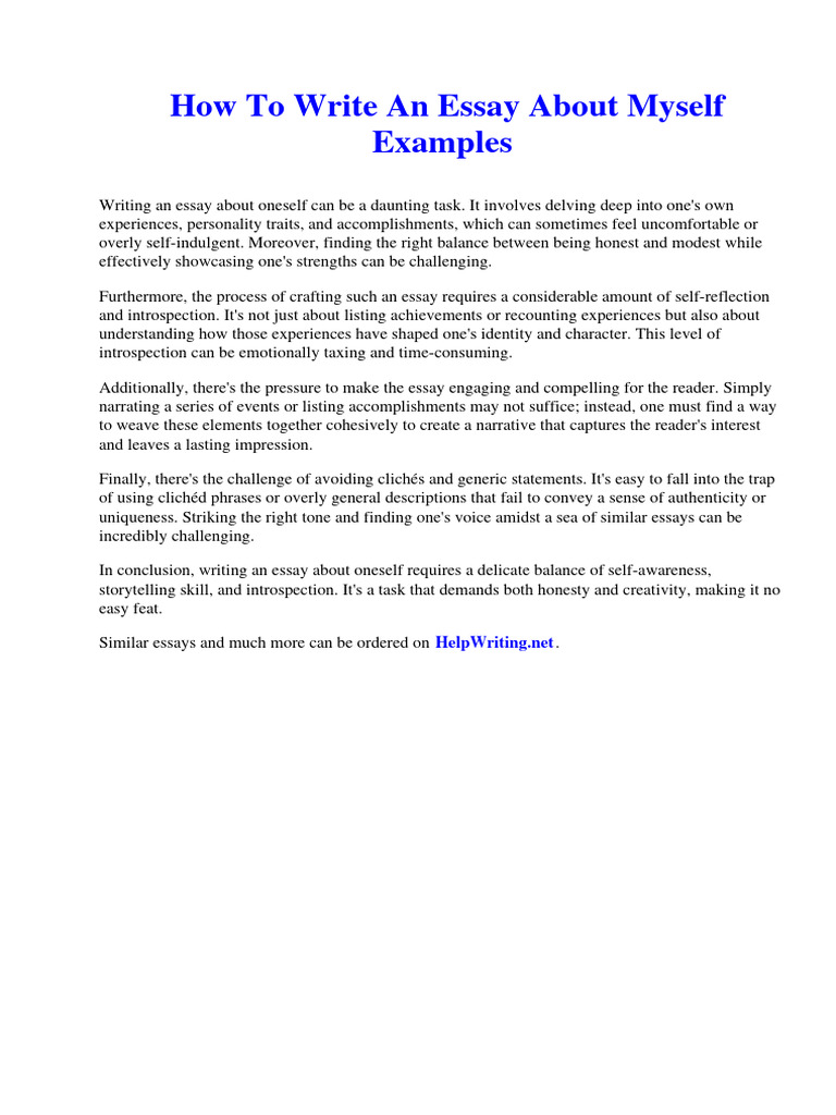 How To Write An Essay About Myself Examples | PDF | William Blake | Homer
