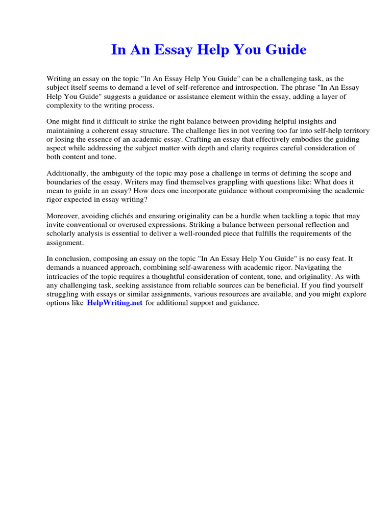 In An Essay Help You Guide | PDF | Software Development Process